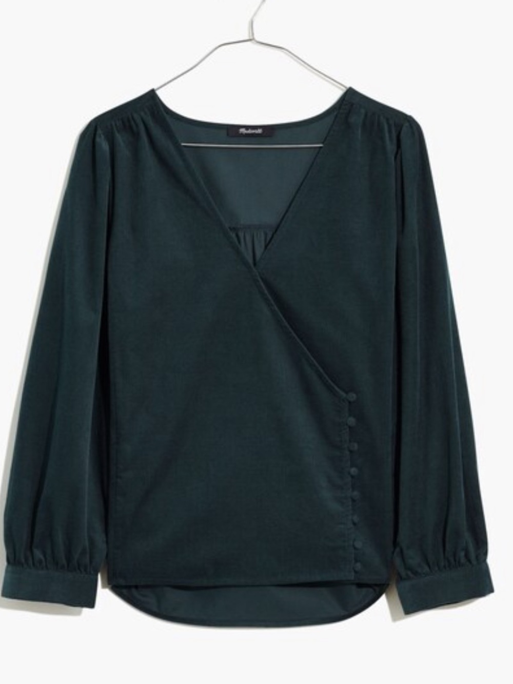 Madewell Corduroy Kinston Side-Button Wrap Top